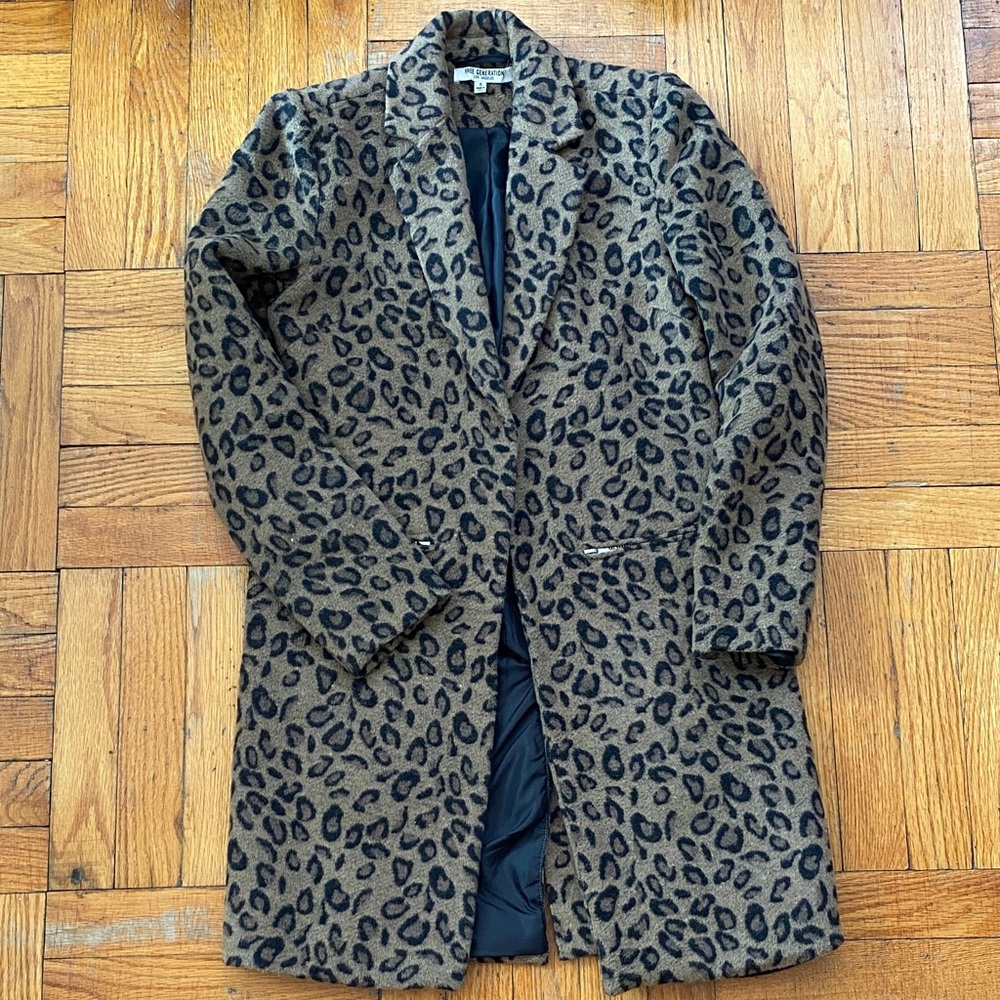 Free Generation Leopard Single Breasted Coat Size Small Gently Used Once